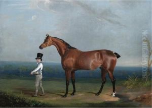 The Favourite Bay Hunter Of 
William Hatfield De Rodes Of Chesterfield Held By A Stable Boy