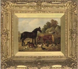 In The Farmyard by John Frederick Herring Snr