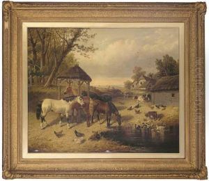 The Farm Pond by John Frederick Herring Snr