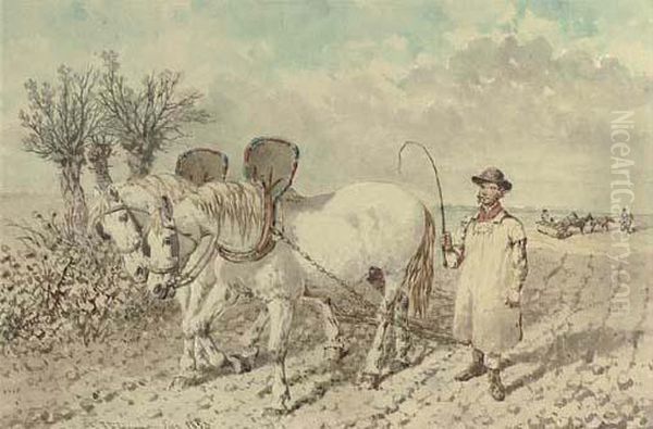 A Labourer With A Ploughing Team - view 1