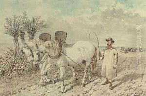 A Labourer With A Ploughing Team by John Frederick Herring Snr