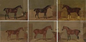 Seven Hunters In Stables by John Frederick Herring Snr