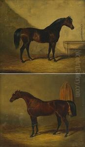 A Bay Stallion In A Stall; Also A Companion Painting (a Pair)