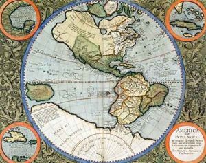 America sive India Nova from Atlas cosmographicae meditationes de fabrica mundi et fabricati figura by Michael Mercator