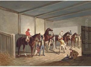 Raceshorses In A Stable
