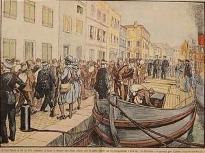 Convicts leaving Saint Martin de Re for the penal colony of Cayenne in Guyana by A. R. Moritz
