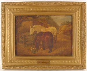 In The Barnyard by John Frederick Herring Snr