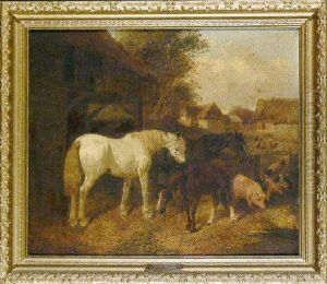 In The Barnyard by John Frederick Herring Snr