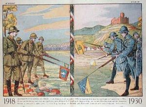 Hello and Goodbye the Rhine illustration from Le Pelerin 1930 by A. R. Moritz