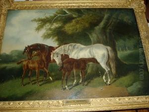 Mares And Foals by John Frederick Herring Snr