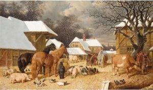 Winter In The Farmyard by John Frederick Herring Snr