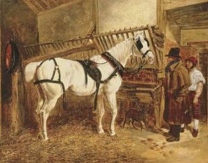 St. Giles, A Grey Coach Horse In A Stable With Grooms