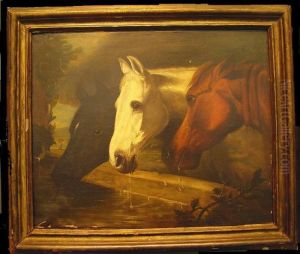 At The Watering Trough by John Frederick Herring Snr