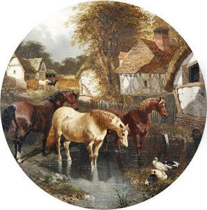 Horses Watering by John Frederick Herring Snr