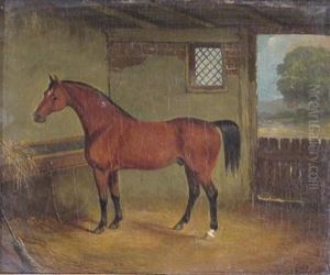 A Bay Horse In A Stable by John Frederick Herring Snr