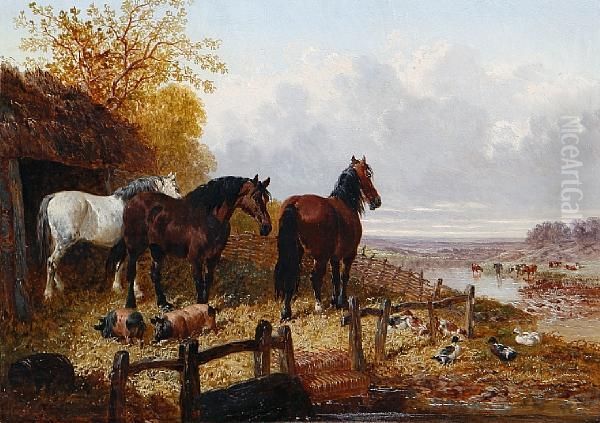 Horses In A Farmyard - view 1