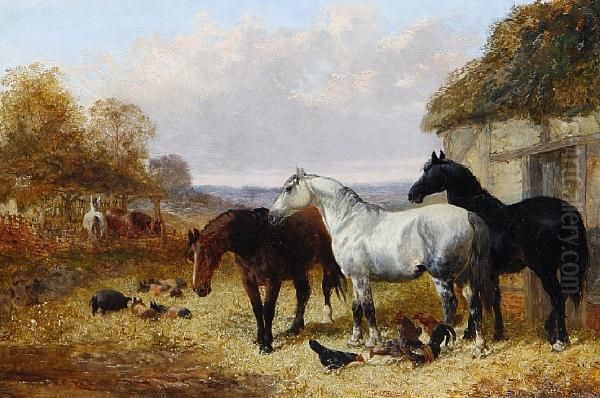 Horses In A Farmyard - view 1