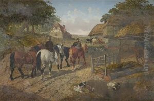 A Farmyard Scene by John Frederick Herring Snr