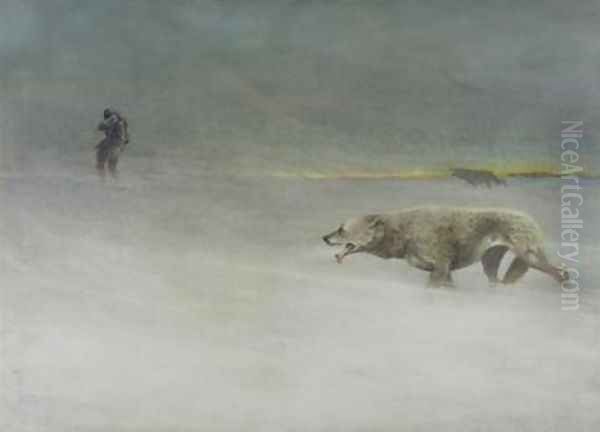 Wolves hunting an explorer 1900 - view 1