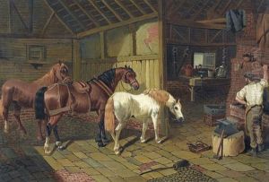 Pferde Beim Hufschmied by John Frederick Herring Snr