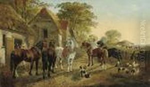 In The Farmyard by John Frederick Herring Snr
