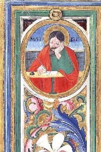 St Matthew writing the first gospel from a psalter written by Don Appiano from the Church of the Badia Fiorentina Florence 1514-15 by or di Giovanni Monte del Fora