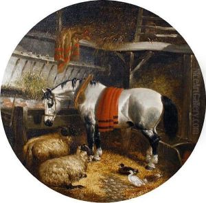 Horse, Sheep And Ducks In A Barn