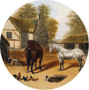 Horses In A Farmyard by John Frederick Herring Snr
