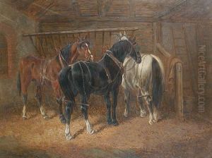 Horses In A Stable by John Frederick Herring Snr