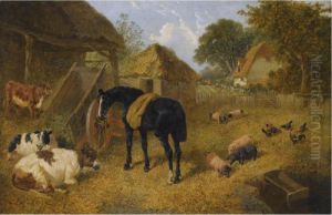 Livestock In A Farmyard by John Frederick Herring Snr