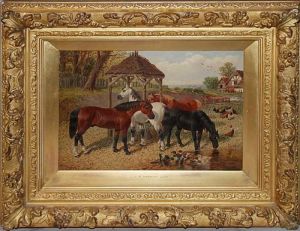 Horses At The Stable by John Frederick Herring Snr
