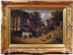 With Part Wooded Landscape 
Beyond, Oil On Canvas,signed Lower Left, 49 X 73.5cm, All Housed In A 
Good Swept Giltwoodand Gesso Frame J F Herring And Two Of His Brothers 
All Followed Inhis Fathers' Footsteps And Became Artists. J F Jnr 
Exhibited In 
