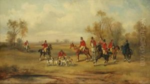 Jnr Hunting Scene Oil Oncanvas 
Signed 'j.f. Herring' Lower Right 38.5 X 66 Cm Provenance:leonard Joel 
Melbourne C.1965 Private Collection Melbourne by John Frederick Herring Snr