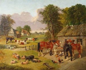 Farmyard Scene With Shire Horses