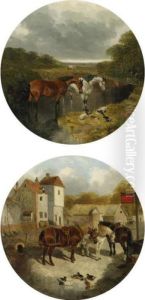 Horses Watering And Horses Outside The Boot Inn (a Pair)