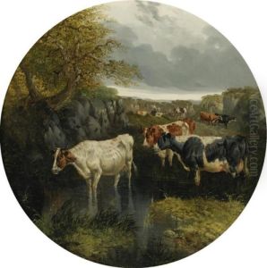 Cattle Watering by John Frederick Herring Snr