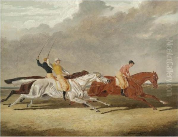 Race For The Subscription Plate 
At Newmarket 22nd April 1835 Between Plenipotentiary, Clearwell And 
Rosalie - view 1