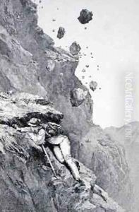 A Cannonade on the Matterhorn 1862 from The Ascent of the Matterhorn engraved by Edward Whymper 1840-1911 by Mahoney, James