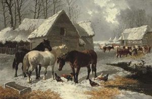 The First Fall Of Snow by John Frederick Herring Snr