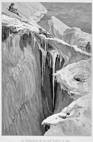The Bergschrund on the Dent Blanche in 1865 from 'The Ascent of the Matterhorn engraved by Edward Whymper 1840-1911 - view 1