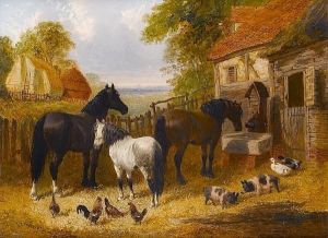 In The Farmyard by John Frederick Herring Snr