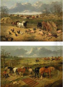 Taking The Fence And Into The Covert: A Pair by John Frederick Herring Snr