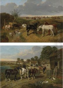The Passing Hunt And Returning To The Stableyard (a Pair) by John Frederick Herring Snr