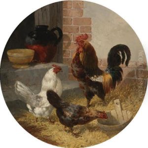 A Cock And His Hens by John Frederick Herring Snr