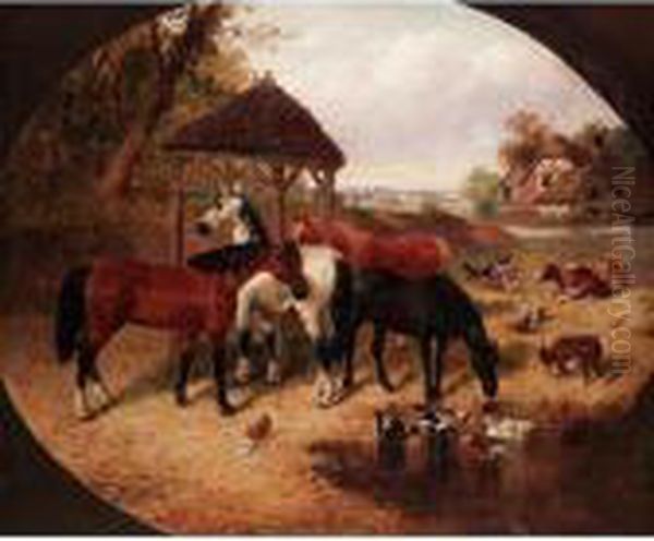 Horses In The Farmyard - view 1