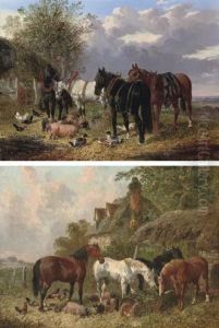 A Plough-team In Harness With Pigs And Ducks by John Frederick Herring Snr