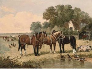 The Farm Pond by John Frederick Herring Snr