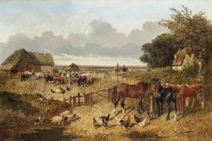 A Pair Of Farmyard Scenes by John Frederick Herring Snr