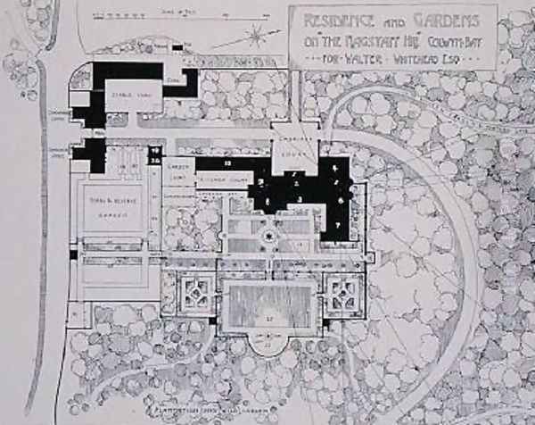 Residence and Gardens on The Flagstaff Hill Colwyn Bay for Walter Whitehead Esq from Thomas Mawsons The Art and Craft of Garden Making - view 1