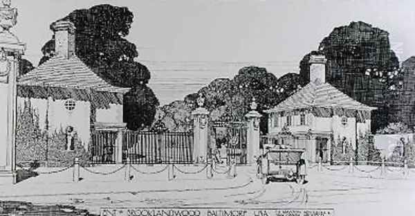 Entrance to Brooklandwood Baltimore USA from Thomas Mawsons The Art and Craft of Garden Making - view 1